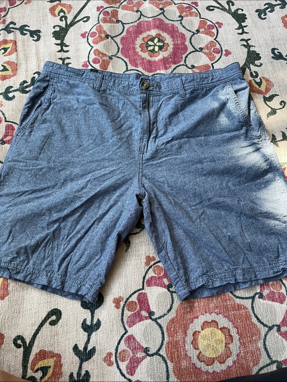 14th & Union Heathered Blue Flat-Front Casual Shorts